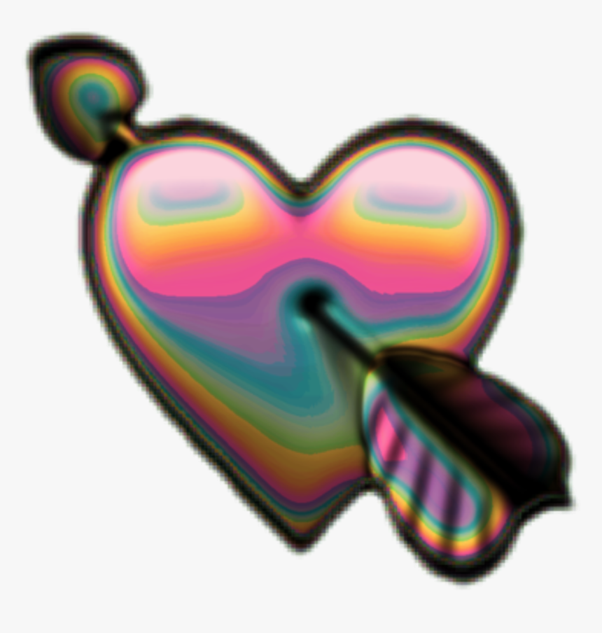 Holo Holographic Heart Hearts Arrow Emoji Iridescent - Holographic Heart Png, Transparent Png