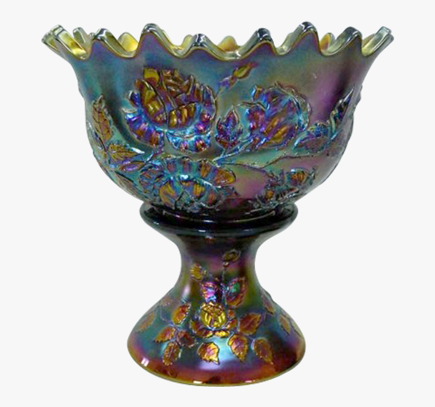Fenton Wreath Of Roses Blue Square Punch Bowl - Porcelain, HD Png Download