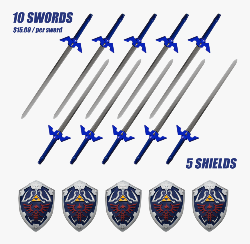 A Case Of Blue And Gold Fantasy Gamer Swords With Scabbard - Sword, HD Png Download