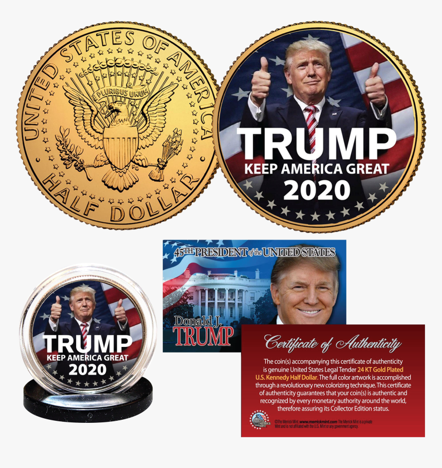 24k Gold Trump 2020 Collector Coin Jfk Half Dollar - Vampirella Collectible Coin, HD Png Download