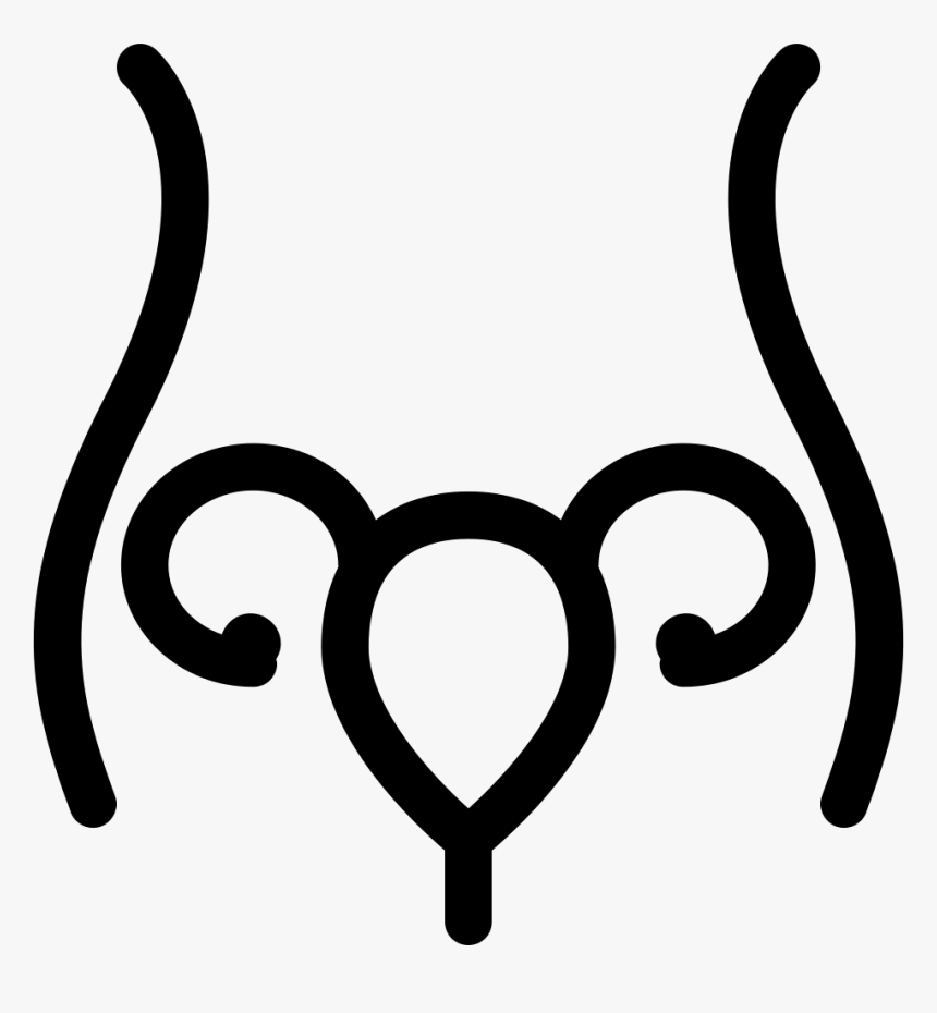 Uterus And Fallopian Tube Inside Woman Body Outline - Uterus Black And White, HD Png Download