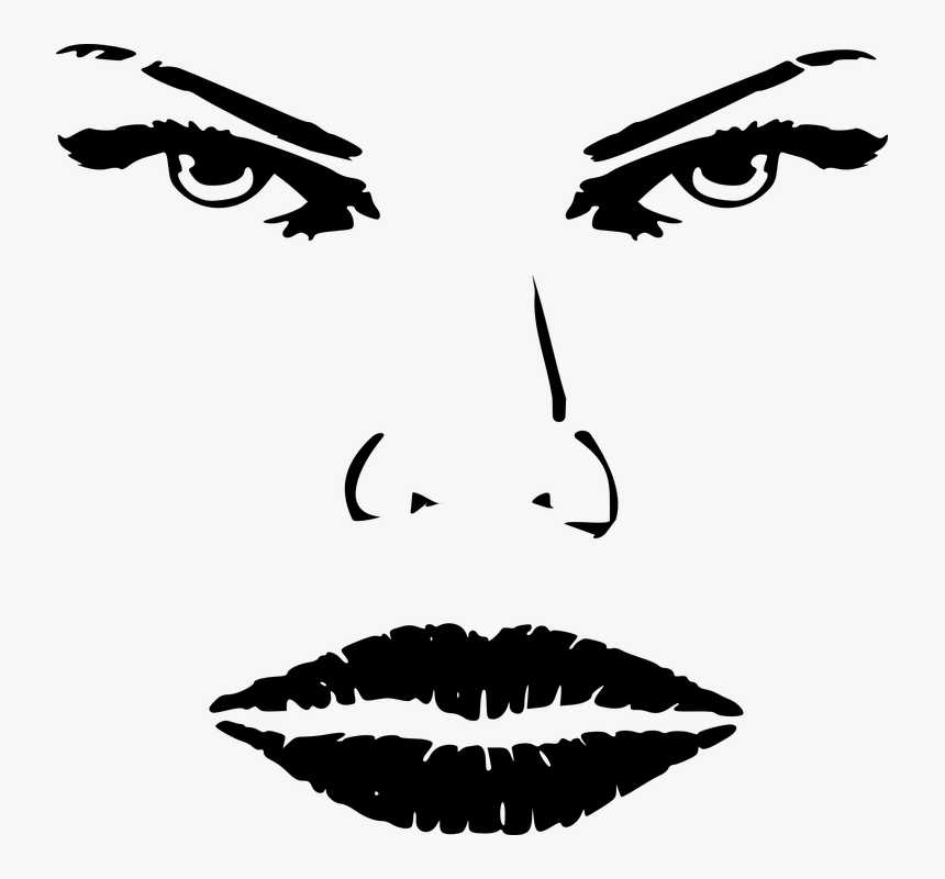 Face, Female, Woman, Make Up, Outlines, Aggressive - Female Eyes Outline Png, Transparent Png