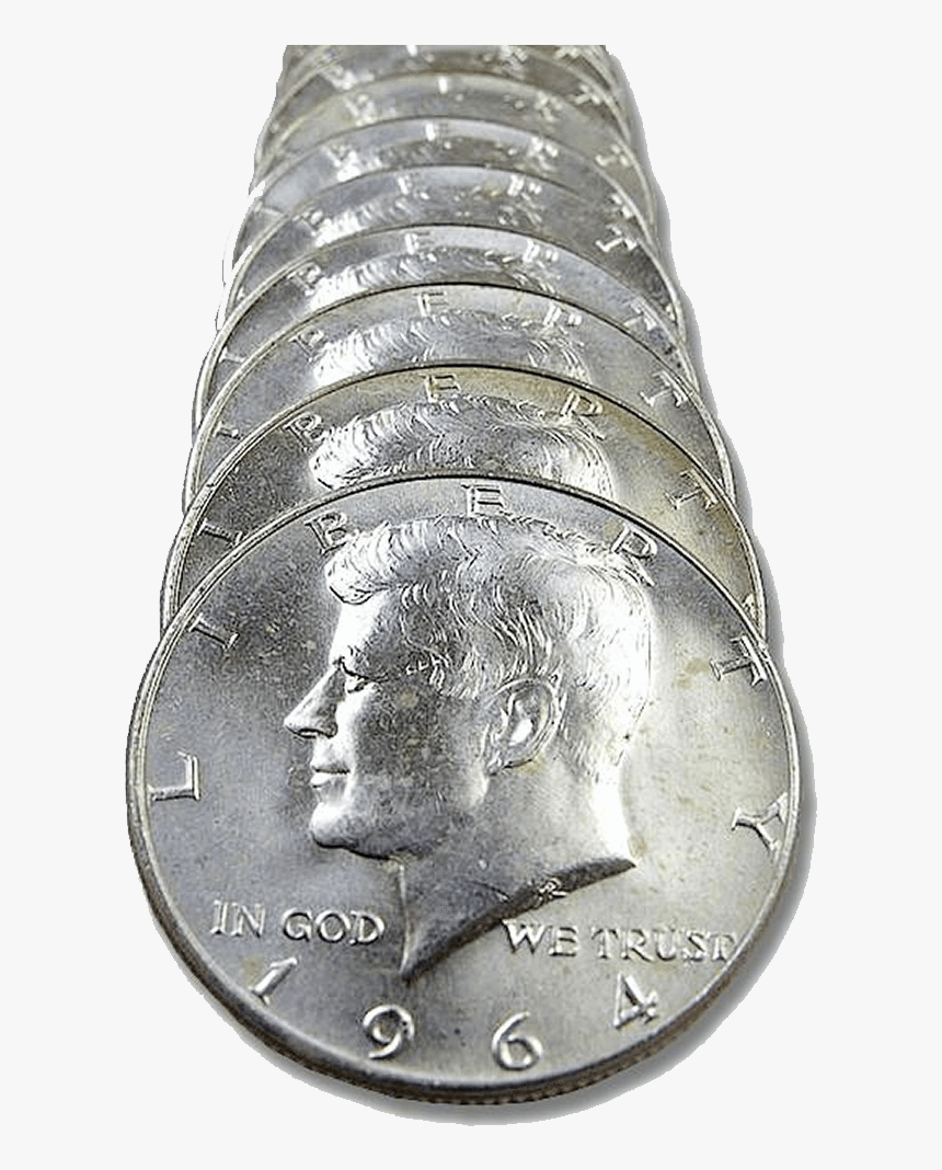 1964 Kennedy Half Dollar 20-coin Rolls - Silver, HD Png Download