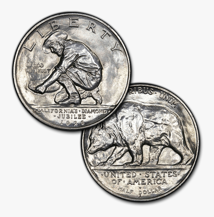 1925-s California Silver Commemorative Half Dollar - California Commemorative Half Dollar, HD Png Download