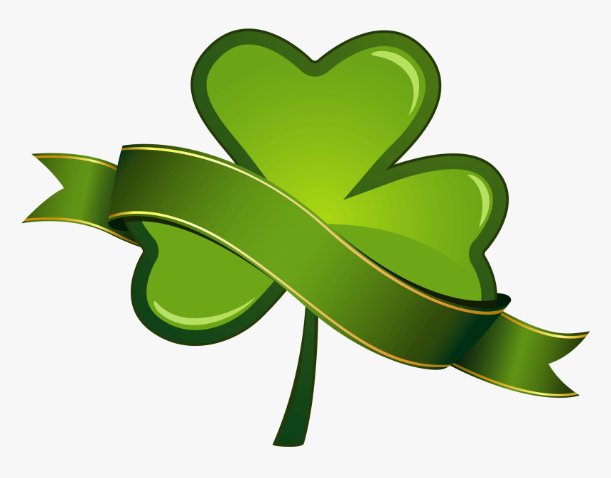 St Patricks Day Shamrock With Banner Png Clipart - St Pattys Day Clover, Transparent Png