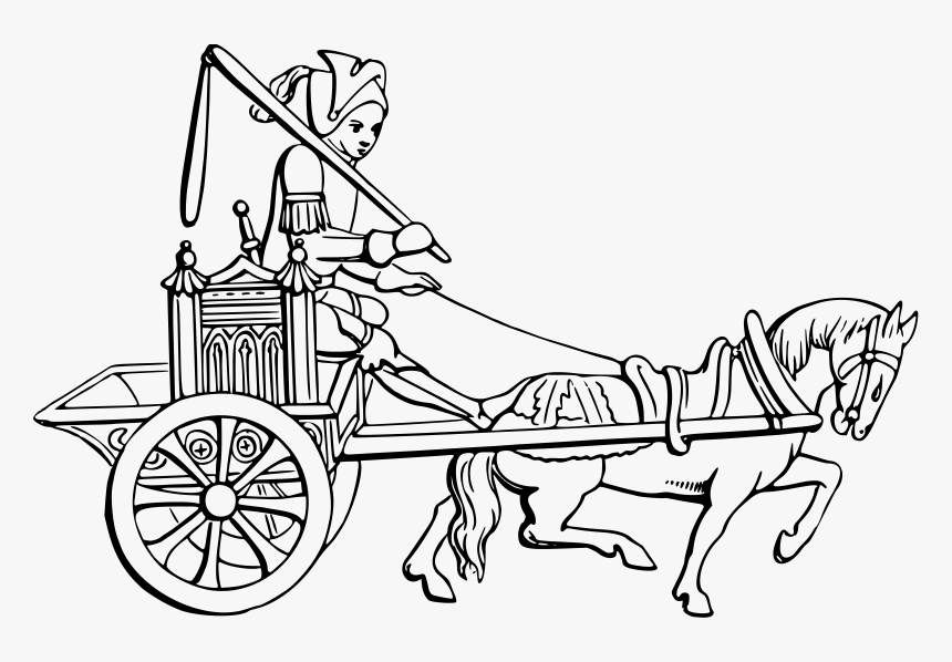 Cinderella Clipart Stagecoach - Horse Cart Clipart Black And White, HD Png Download