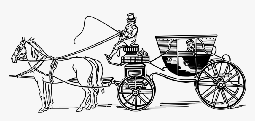 Stagecoach, Carriage, Horse, Line Art, Ride - Horse Cart Transparent, HD Png Download