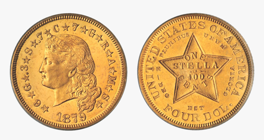 Transparent Gold Dollar Sign Png - $4 Stella Gold Coin, Png Download