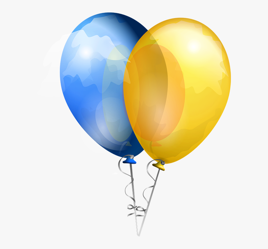 Balloons, Helium, Party, Decoration, Blue, Yellow - Blue And Yellow Balloons Clipart, HD Png Download