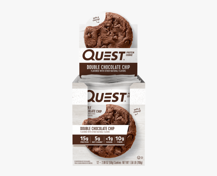 Double Chocolate Chip - Protein Quest Peanut Butter Chocolate Chip Cookies, HD Png Download