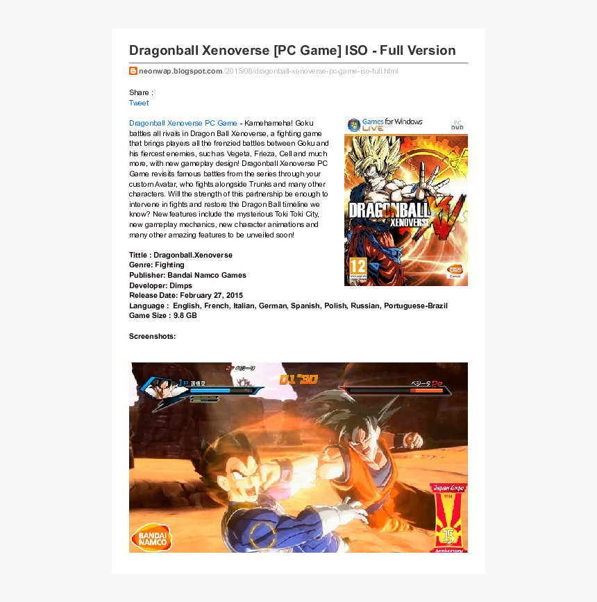 لعبة دراغون بول Xbox, HD Png Download