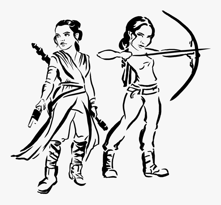 Archer, Katniss, Hunger, Bow, Games, Drawing, Arrow - Hunter Bow And Arrow Drawing, HD Png Download