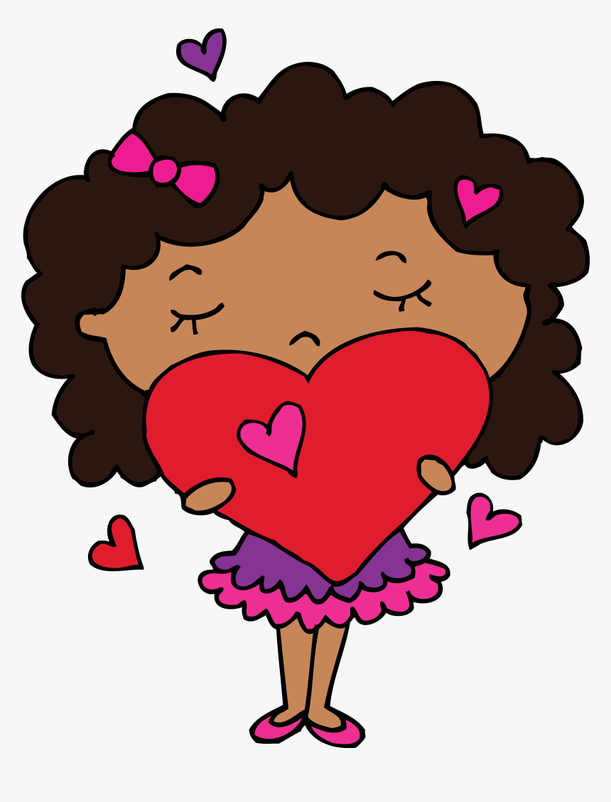 Girl Holding Heart Clipart, HD Png Download