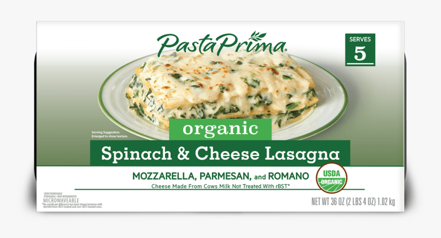 Organic Spinach & Cheese Lasagna - Dish, HD Png Download
