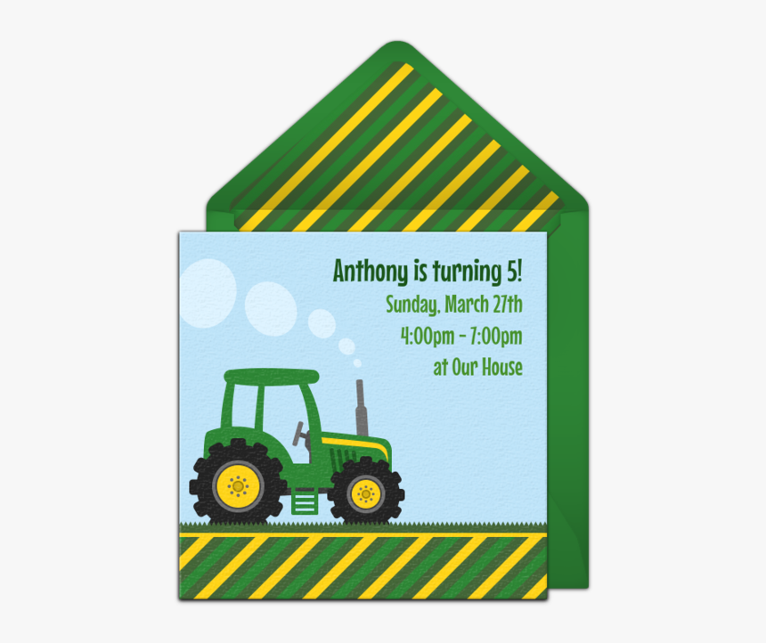 Tractor Theme Birthday Invitation, HD Png Download