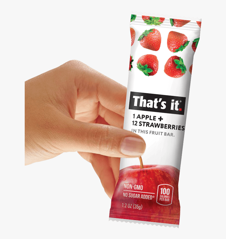 Hand Holding Strawberry That S It Fruit Bar - That's It Fruit Bar Apple Strawberry, HD Png Download
