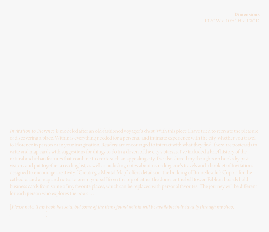 Dimensions 
10½” W X 10½” H X 1⅞” D To Florence Is - Letter, HD Png Download