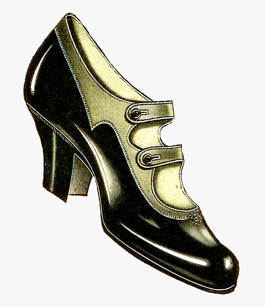 Shoe Clipart Old Fashioned - Vintage Ladies Shoe Clipart, HD Png Download