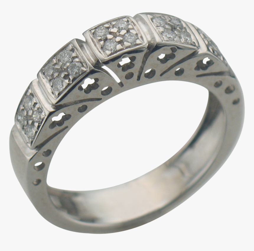 Classic Estate 18k White Gold Diamond Ring, HD Png Download