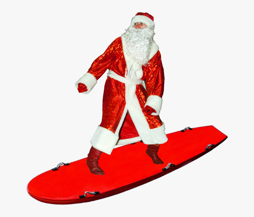 Surfing Santa Transparent Background - Transparent Background Surfer Png, Png Download