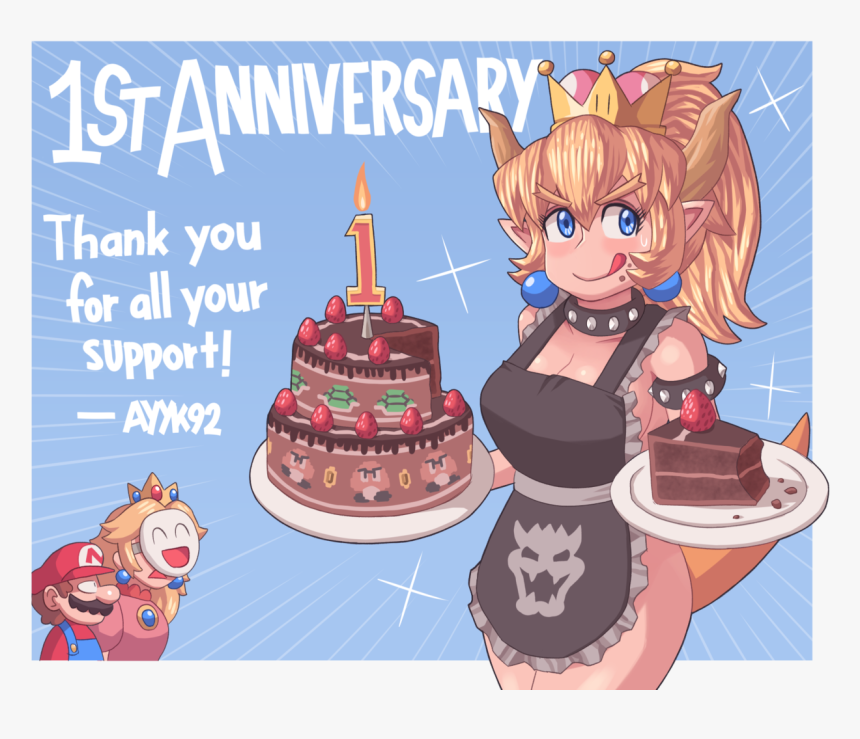 1st Anniversary Thank You For All Your Support -ayk92 - Bowsette, HD Png Download