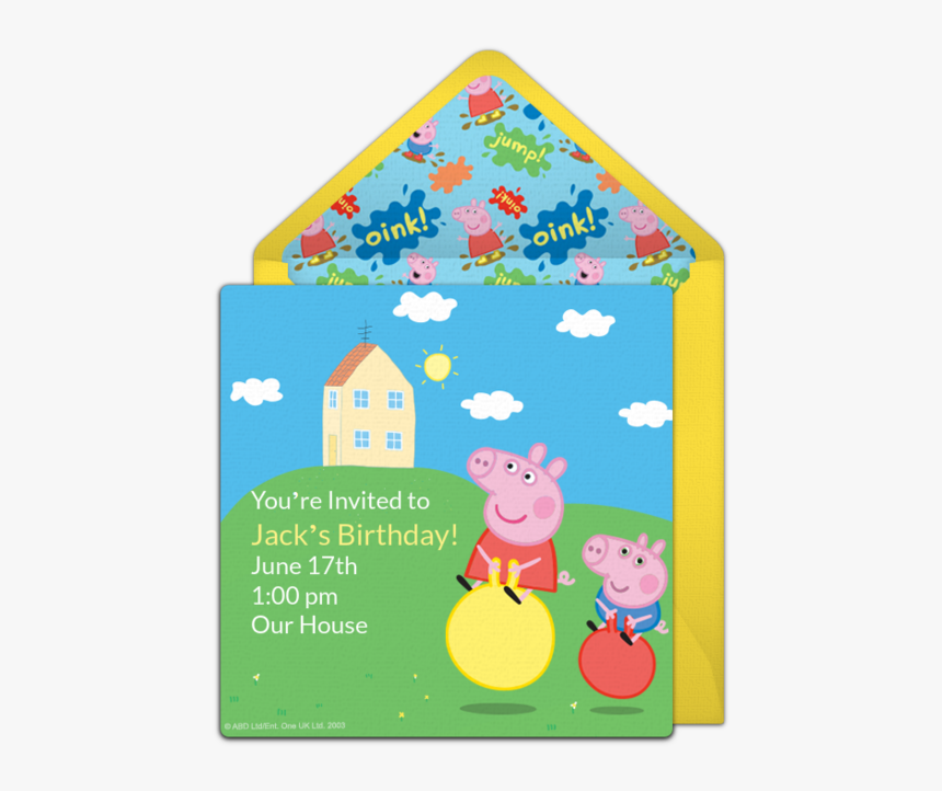 Peppa Pig Birthday Invite, HD Png Download