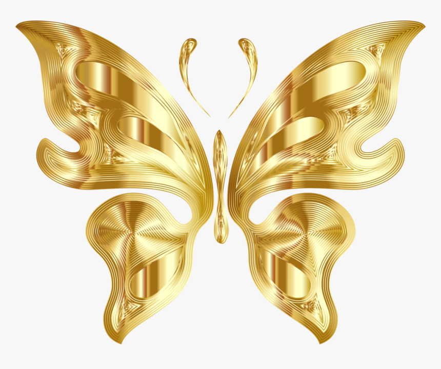 Butterfly,symmetry,gold - Golden Butterfly Transparent Background, HD