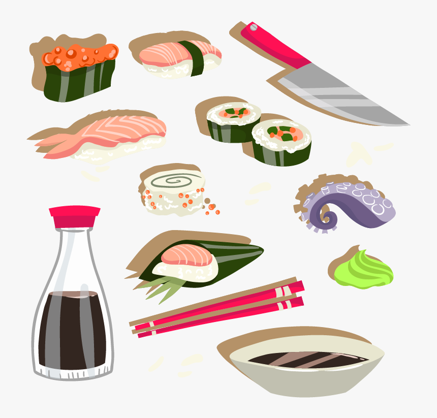 Transparent Sushi Clipart Free - Japanese Cuisine, HD Png Download