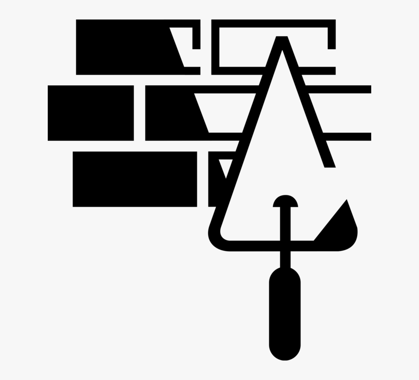 Trowel Vector Brick - Cartoon Brick And Trowel Black And White, HD Png Download