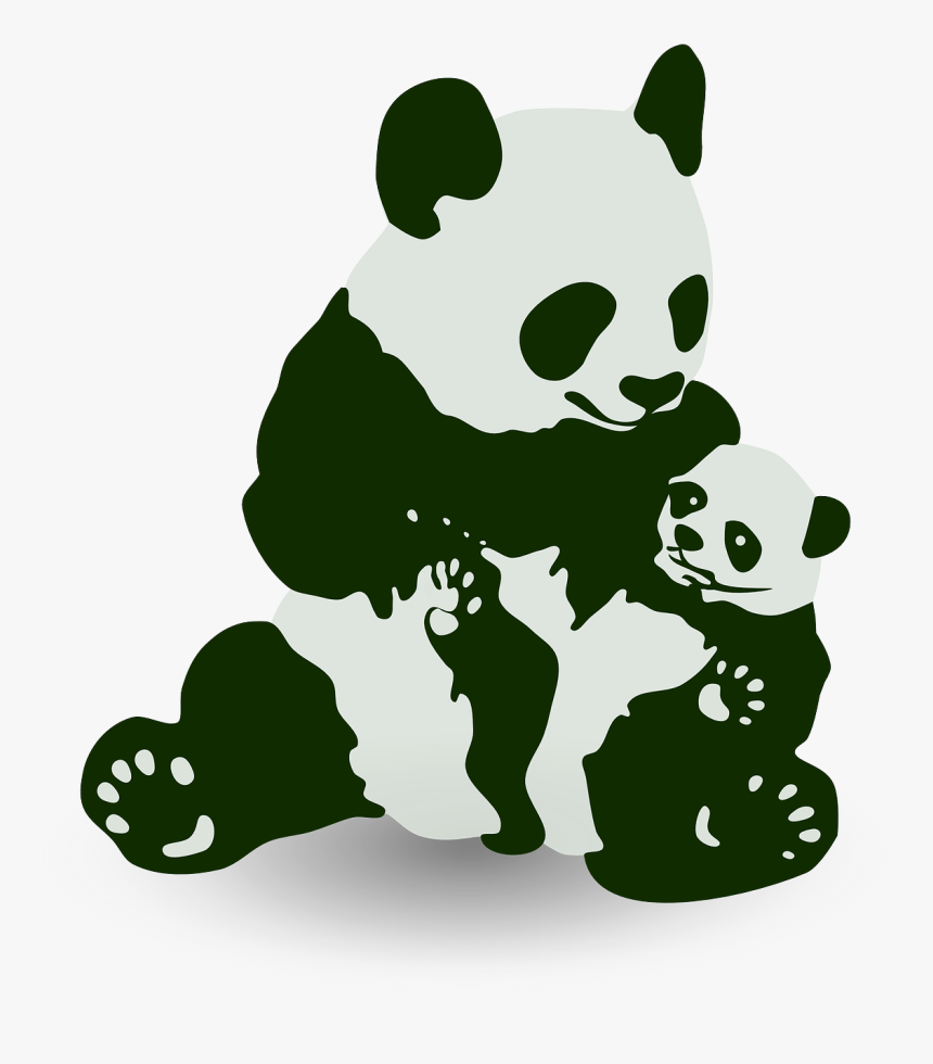 Panda & Baby Panda - Panda And Baby Panda Clip Art, HD Png Download