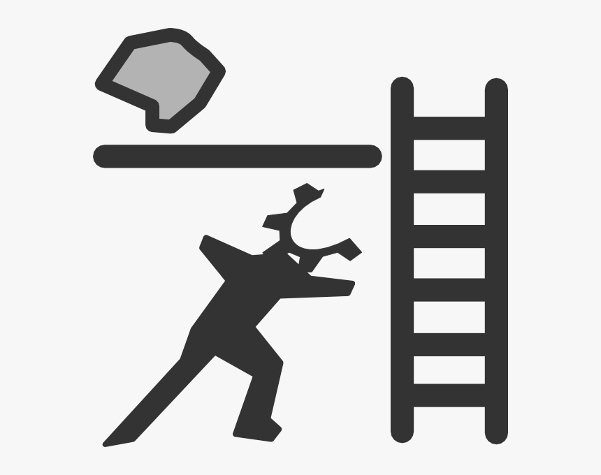 Vector Stock Climbing A Ladder Clipart - Silhouette Ladder Vector, HD Png Download
