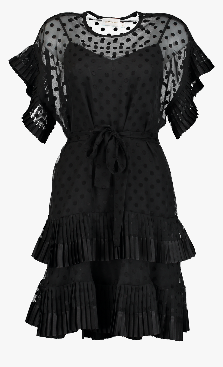 Pleated Tier Smock Dress Black - Little Black Dress, HD Png Download