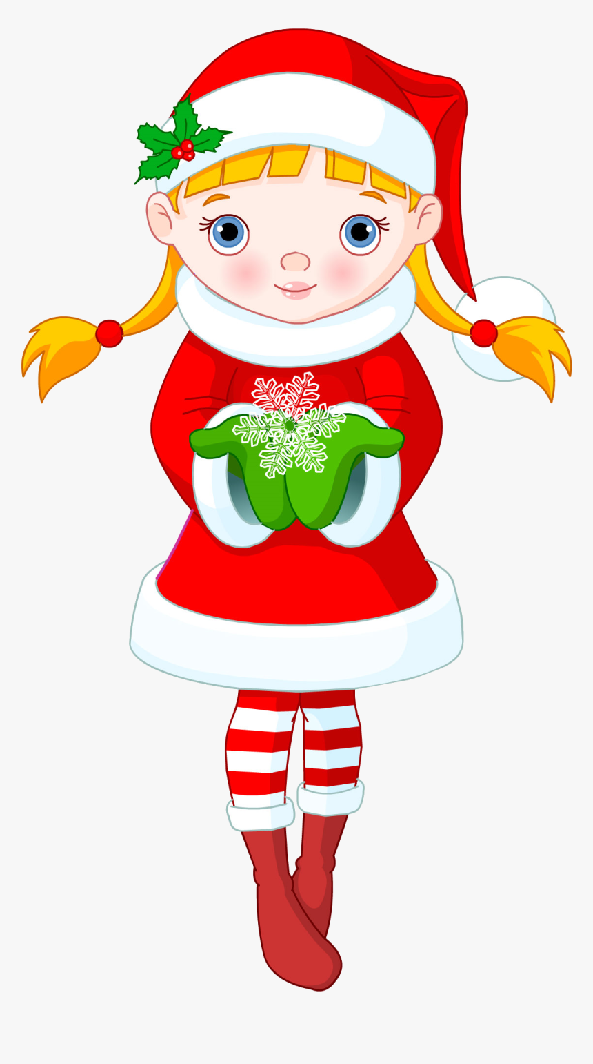 Girl Christmas Transparent Cartoon Clipart , Png Download - Little Girl Christmas Clipart, Png Download