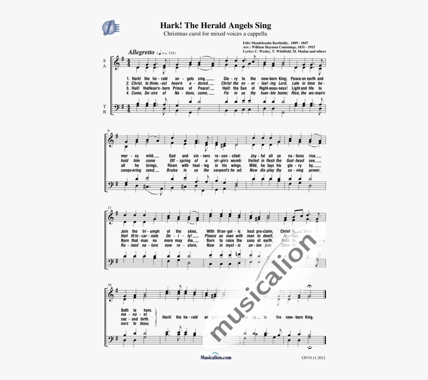 Mendelssohn Bartholdy, Felix - Sarabande Couperin Partitura, HD Png Download