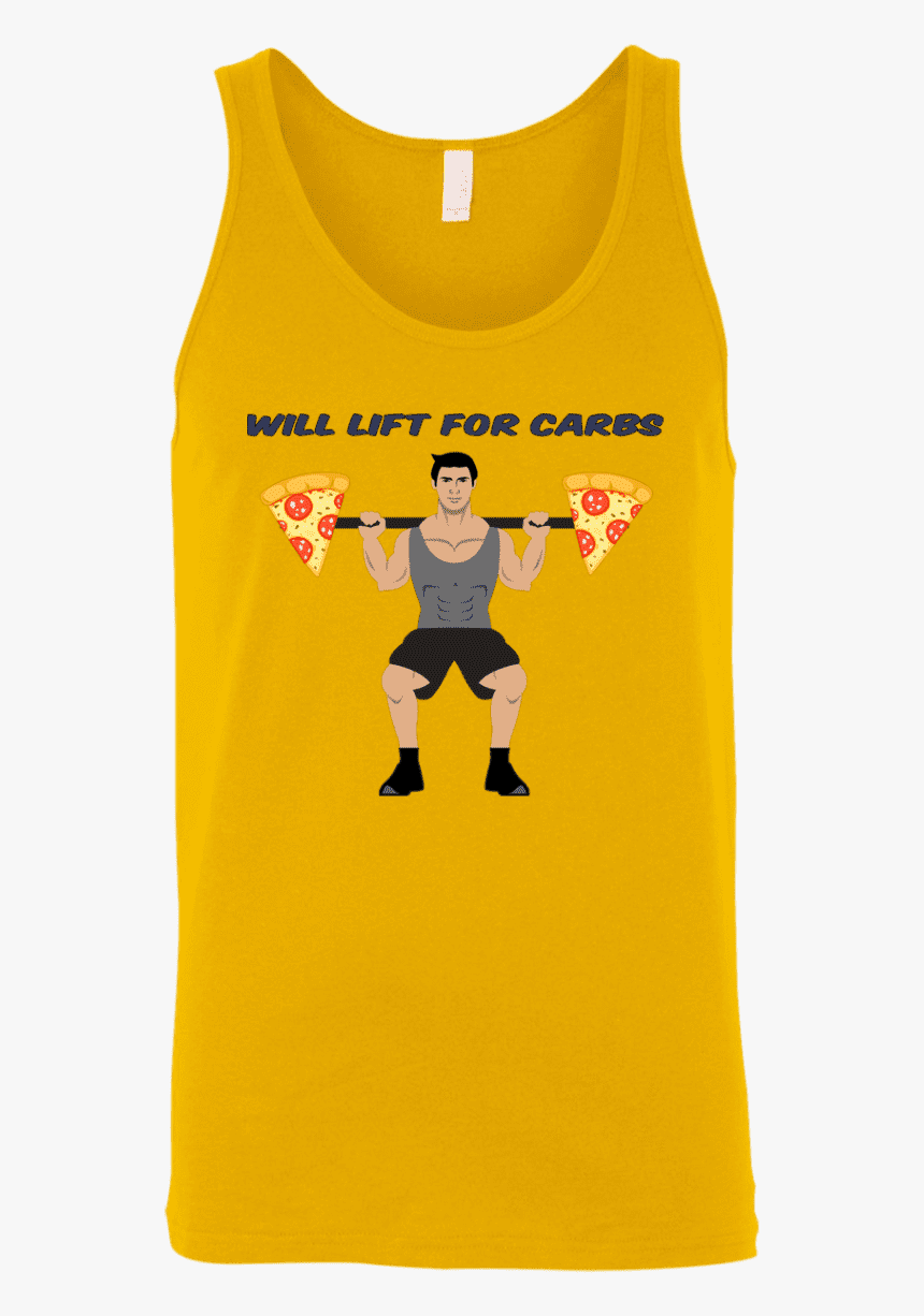 T Shirts Gold / X Small Will Lift For Carbs Tank Top - Active Tank, HD Png Download