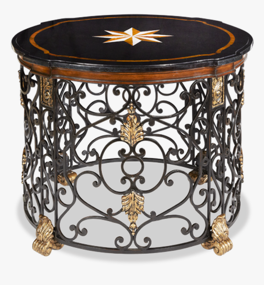 Black Stone Cabibe Shell Accent Round Top Gold Leaf - Furniture, HD Png Download