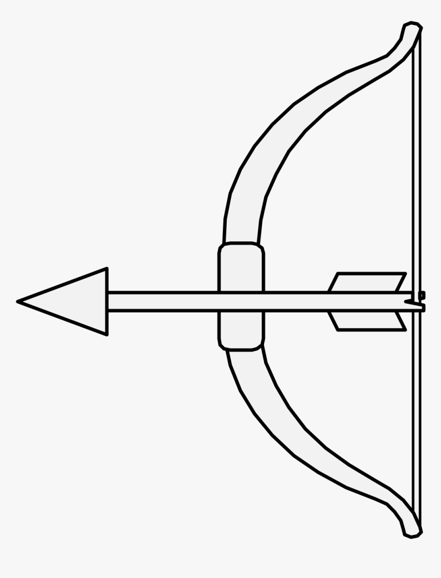 Bow With An Arrow Nocked - Line Art, HD Png Download