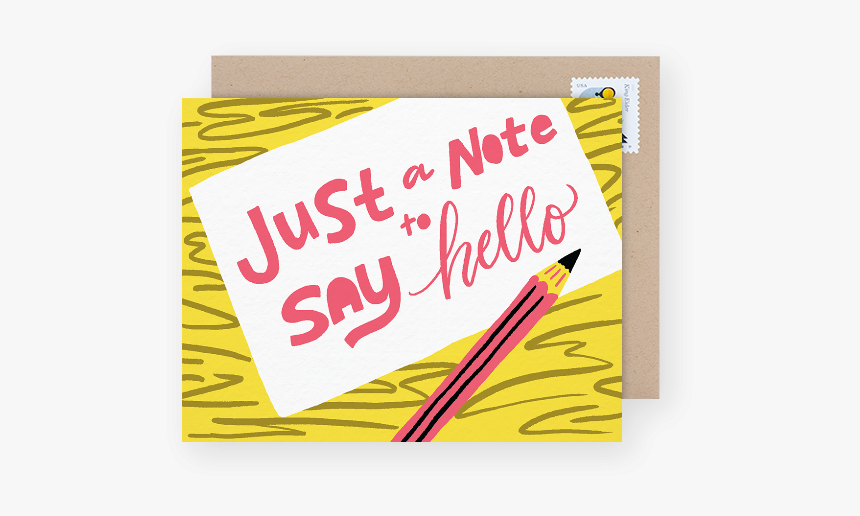 Bright And Colorful Just A Note To Say Hello Card - Graphic Design, HD Png Download