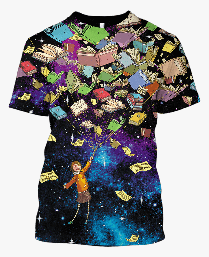 3d The Girl With Flying Books Full Print T Shirt - Day Dress, HD Png Download