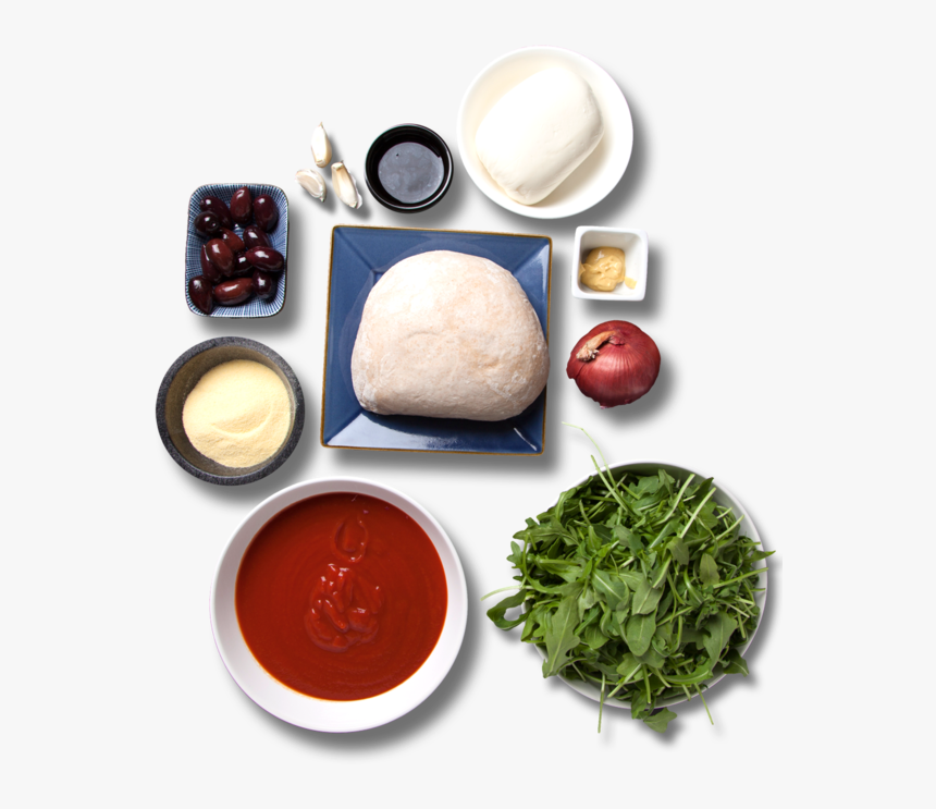 Whole Wheat Pizza Topped With Arugula Salad - Pizza Ingredients Top View Png, Transparent Png