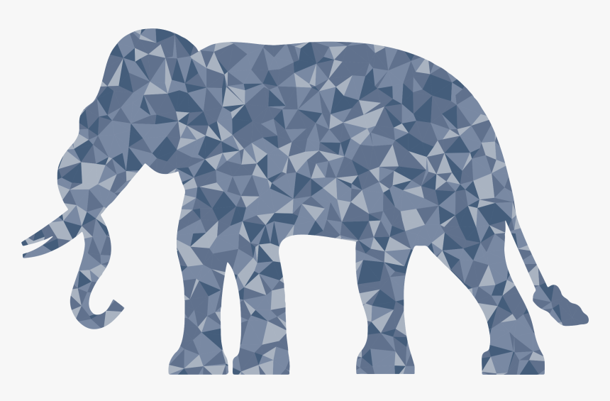 Polygonal Elephant Big Image - Blue Elephant Silhouette Transparent Background, HD Png Download