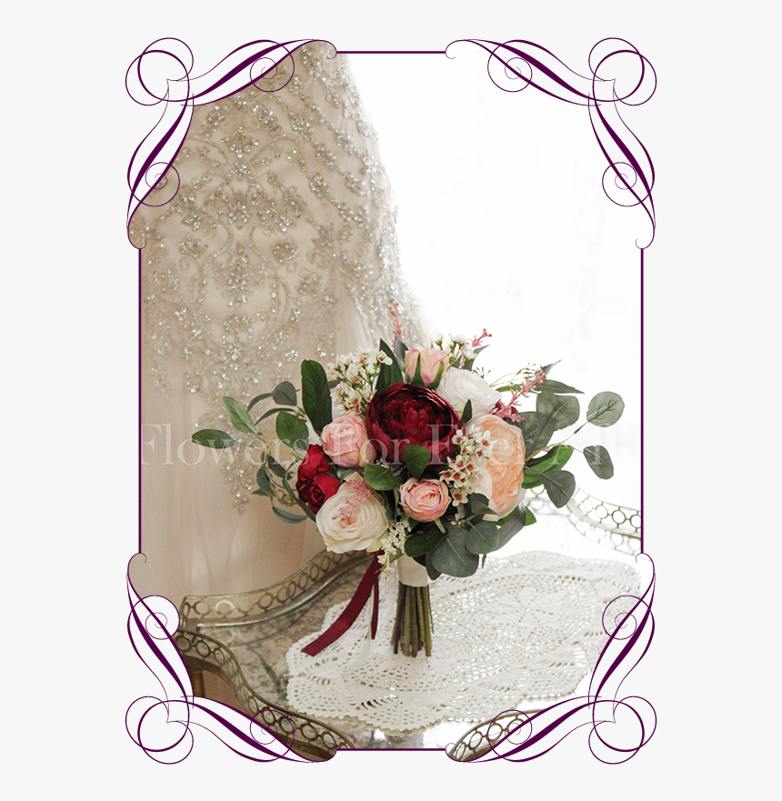 Silk Artificial Burgundy And Blush Bridesmaid Posy - Garden Roses, HD Png Download