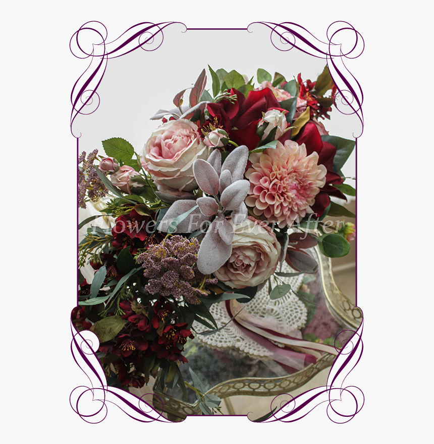 Silk Artificial Dusty Pink, Blush, Mauve, And Burgundy - Bouquet, HD Png Download