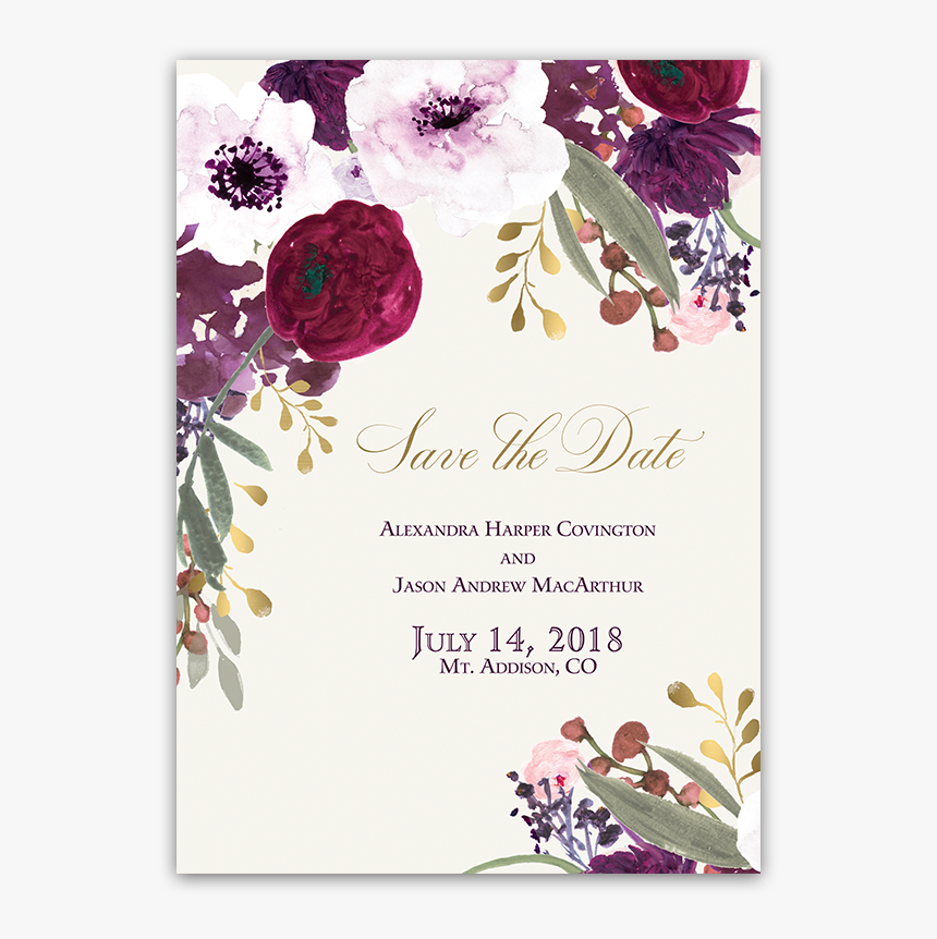 Clip Art Burgundy Invitations - Floral Wedding Invitations Plum, HD Png Download