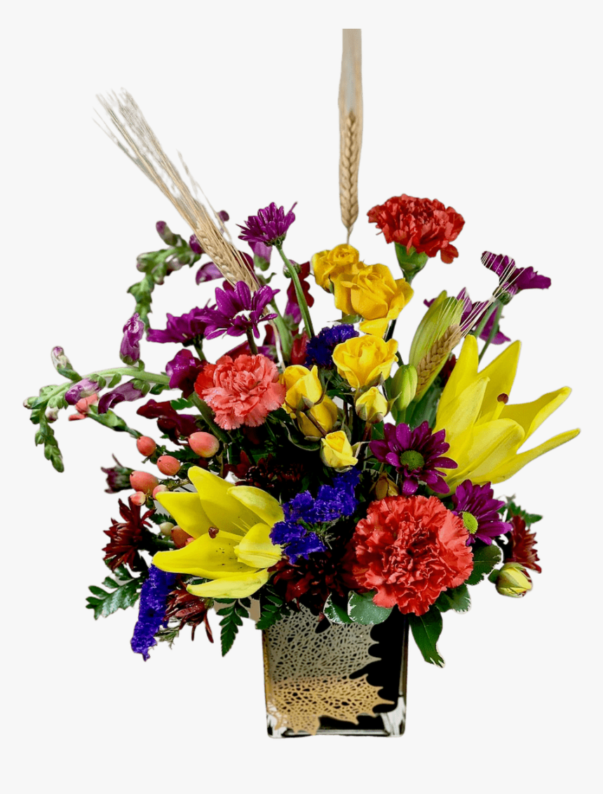 Arrangement Of Yellow Lilies, Burgundy Snapdragons, - Flowers Tribute, HD Png Download