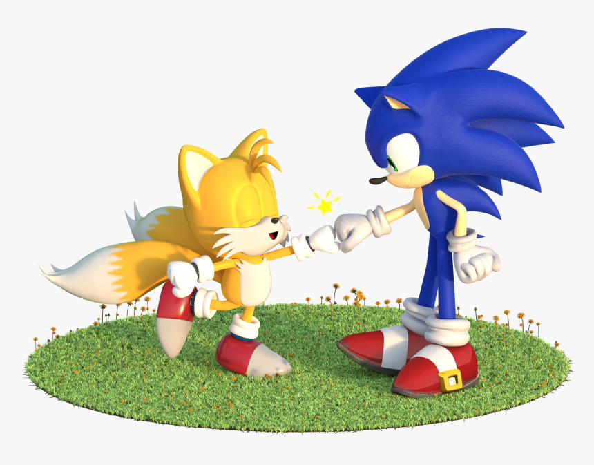 Here S A Cute Fist Bump Between Sonic And Classic Tails - Sonic And Tails Fist Bump, HD Png Download