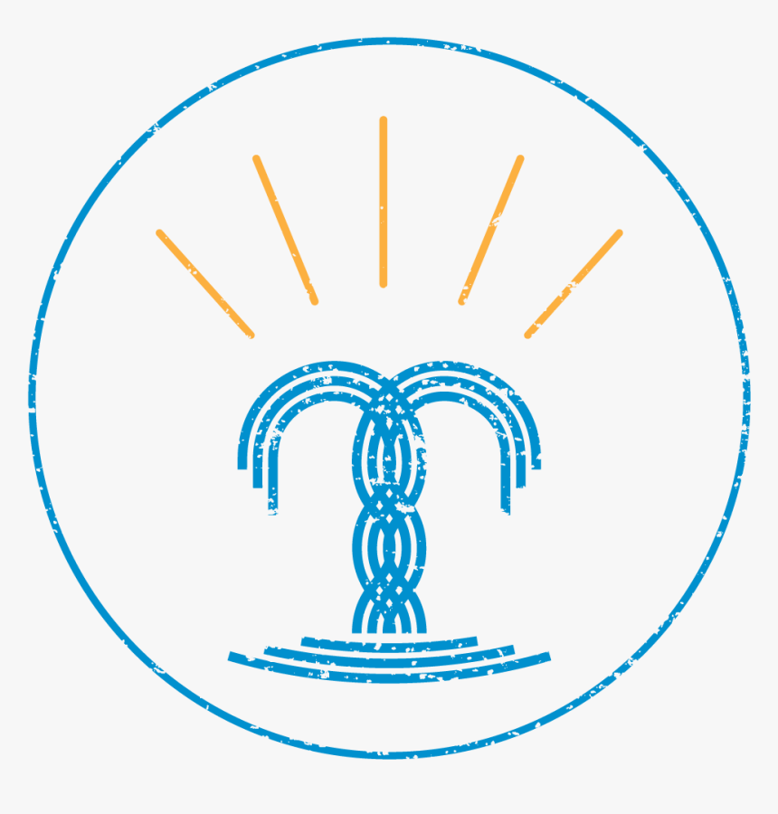 Logo With Water Fountain And Orange-yellow Rays Of - Logo Water Fountain, HD Png Download