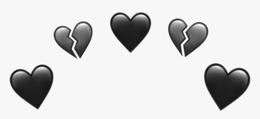 Black Heart Crown Emoji Transparent Png Black Heart - Black Heart Emoji Crown Png, Png Download