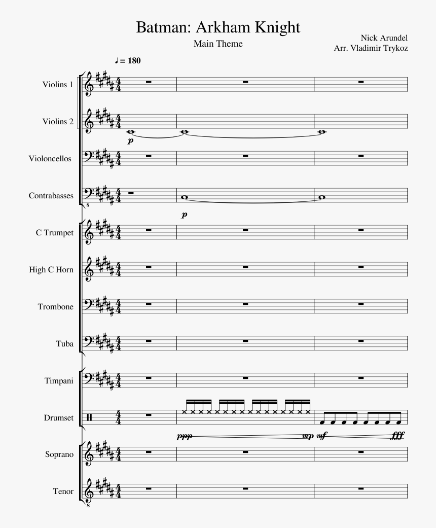 Batman Arkham City Piano Sheet Music, HD Png Download