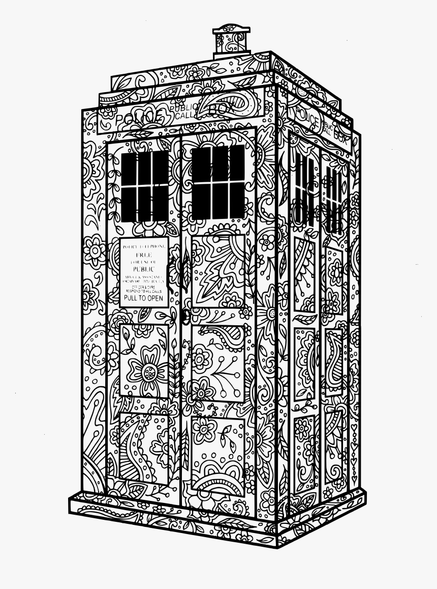Doctor Who Stencil - Tardis Doctor Who Coloring Pages, HD Png Download